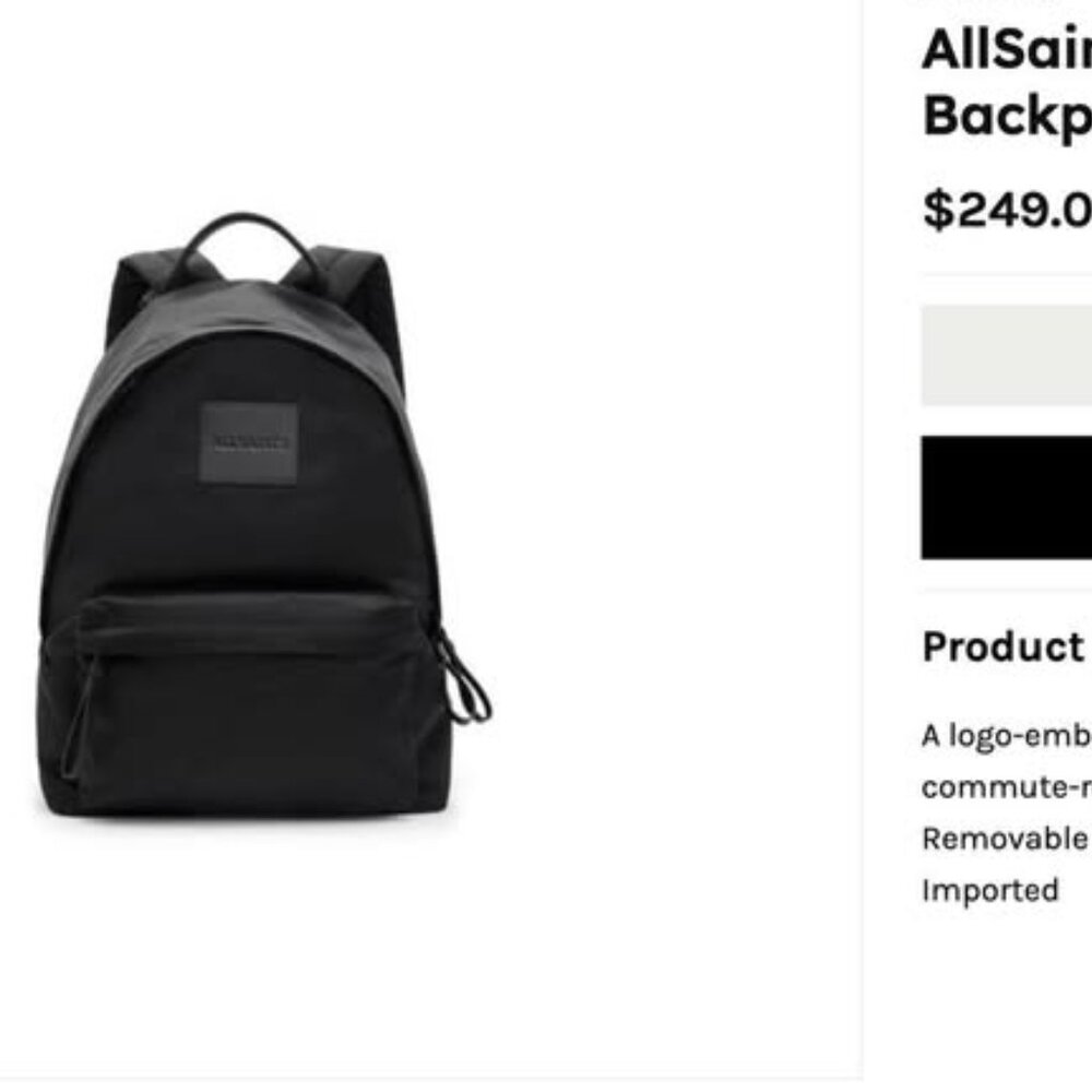 AllSaints Backpack | Nylon Backpack Bags (Black)